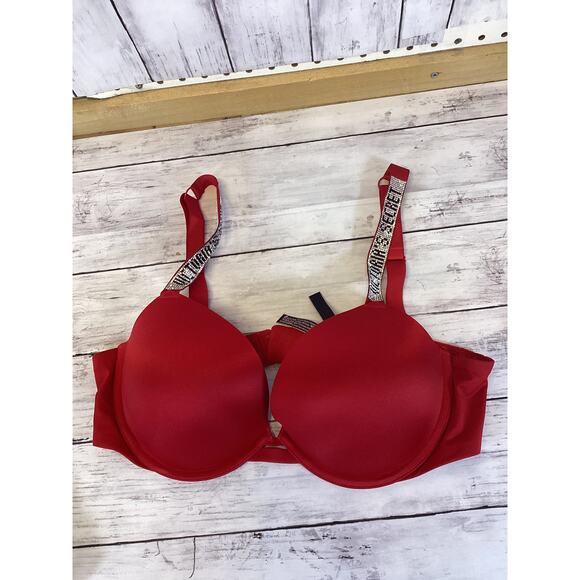 VICTORIA'S SECRET VERY SEXY SHINE STRAP RED PUSH UP BRA size 38C/C85 - Picture 1 of 5